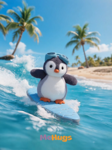 McHugs Surfing Penguin Plush Toy Cute Penguin on Wave Board Birthday Gift for Kids Friend Student Kawaii Room Accessory 7.09 inch