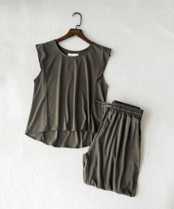 Bộ Đồ Hai Mảnh Nữ Mùa Hè Tay Ngắn Nhanh Khô Thời Trang Rộng Rãi Thoải Mái Thường Ngày Chất Liệu Polyester Cổ Tròn