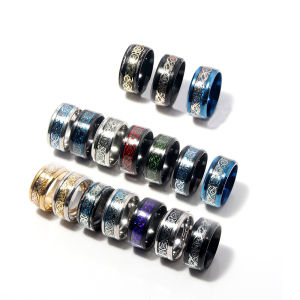 Stainless Steel Celtic Dragon Ring Inlay Red Green Black Carbon Fiber Ring Wedding Band Charm for Men Jewelry Gifts