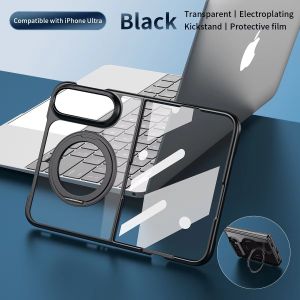 szhaiyu | Luxury Magnetic Plating Transparent Phone Case For iPhone Duo iPhone 18 Fold With Front Frame Film  Protection Shockproof Cover