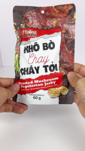 Khô Bò Chay Cháy Tỏi Lý Tưởng 60g Sản Phẩm Làm Hoàn Toàn Từ Nấm Nhưng Có Hương Vị Bò Khô Cháy Tỏi