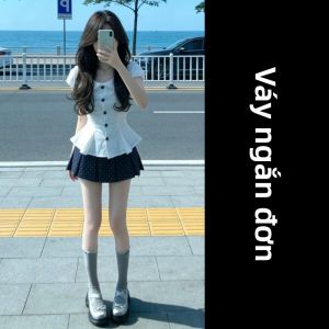 NIUVIES | Bộ Đầm Nơ Cổ Dây Kéo Tay Puff Chấm Bi Cho Phụ Nữ