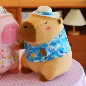 Summer Capybara Plush Toys With Sucker  Cute Capybara Anime Fluffy Toy Backpack Stuffed Plushie Doll