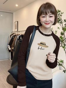 พรีเมี่ยมแบรนด์ยุโรป ผู้หญิง ผ้าฝ้าย 100% Patchwork แขนยาว ลำลอง หลากหลาย เสื้อยืดสบาย Fit ทุกประเภท Body