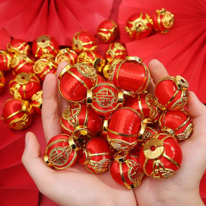10Pcs/Lot Red Lucky Lantern Pendants Mini Single Round Lantern Ball Chinese Spring Festival Home Decor Hanging Ornaments