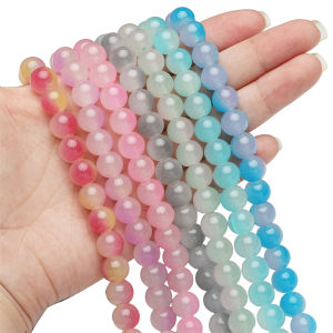 8/10mm Glass Double Color Jelly Round Beads Loose Beads For Handmade Bracelet Necklace DIY Craft Jewelry Making Accessories