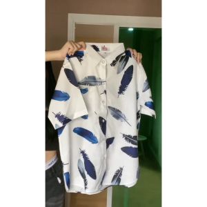 เสื้อเชิ้ตฮาวาย เสื้อฮาวาย ผ้าไหมอิตาลี ลาย บลูเบิร์ด เสื้อเชิ้ต proud style