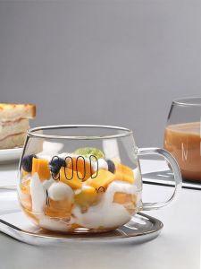 Heat Resistant Glass Cup with Handle for Drinking Water Large Belly Transparent Microwave Safe Tea Cup Home Use Style