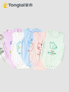 Modale Baby Bodysuit Summer New Style Sleeveless Overhead Wrap Baby Cartoon Print Triangle Crawling Suit Hassan Clothing