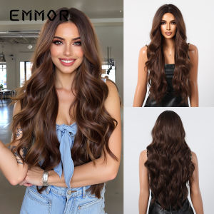 Natural Fiber Long Curl Wig Womens Middle Part Big Wave Hair High Temperature Silk Convenient Wear Breathable Comfortable