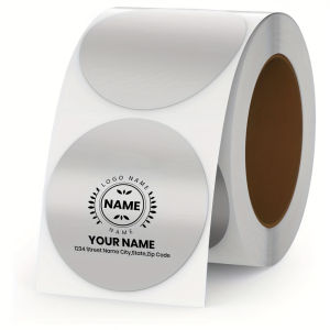 Silvery DIY Thermal Printing Labels 2 Inch Metal Silvery Thermal Round Sticker Label Roll High-end Gift Bag Packaging Stickers