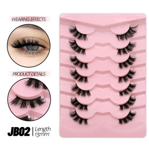 GROINNEYA 5/10 Pairs False Eyelashes Half Eye Lashes Cat Eye Lashes Natural Faux Mink Lashes Wispy Fluffy Eyelash Extension