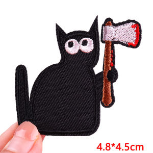 Funny Cartoon/Animal Patch Cat Embroidered Patches For Clothes Iron On Patches For Clothing Backpack Jacket Embroidery Badges