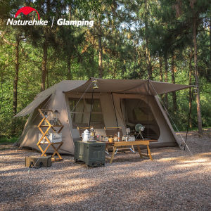 Naturehike outdoor camping two bedroom family tent Village 13 automatic tent with atmosphere light strip 100% Authentic