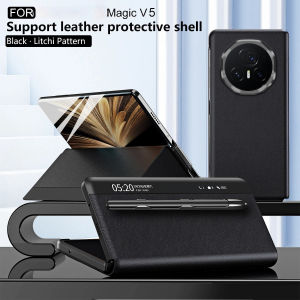For Honor Magic V5 Smart Window Leather Phone Case For Magic V3 V2 Ultra-thin Shockproof Magnetic Flip Phone Cover