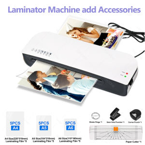 SL289 Laminator Machine Set A4 Size Hot and Cold Lamination with 15PCS A4/A5/A6 Laminating Pouches Paper Cutter Corner Round