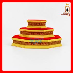 ฐานวางพระ ฐานลายจีน ฐานสีทอง ฐานะแปดเหลี่ยม แท่นพระแปดเหลี่ยม สูง 2 นิ้ว ตู้ครอบพระKPSThaistyle