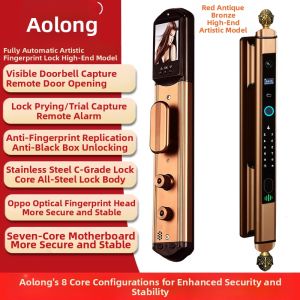 AODENG | Fingerprint Electronic Door Lock Card Reader Visible Doorbell Anti-theft Light Control