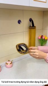 Túi Lưới Treo Tường Đựng Bao Nilon Hành Tỏi Dạng Ống Túi Đựng Đồ Nhà Bếp Rút Chống Ẩm Mốc Giúp Tiết Kiệm Không Gian