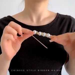 1PCS Waistband Pin Accessories Good Quality Pearls Crystal Gold Brooch Waist Tightening Clamp Anti Exposed Safety Pins