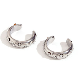 Mini C-shaped Diamond Smooth Ear Clip Gold Color Clip On Earring Silver Color 316L Stainless Steel Earrings for Women