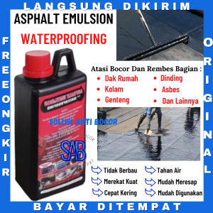Aspal Cair Anti Bocor Aspalt Emulsion For Waterproof Pelapis Dak Beton Atap Rumah Rembes Air Lantai Kolam 1KG Serbaguna