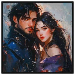 Tranh vẽ cặp đôi dễ thương. Tranh treo tường dán tường sơn dầu canvas trang trí. CGI-1584