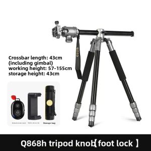 QINGZHUANGSHIDAI | Adjustable Tripod for Low Angle Shooting with Swivel Arm and Foldable Monopod