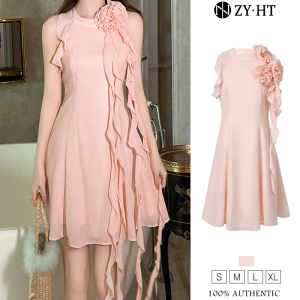 ZYHT EraVogue Womens Dresses Pink Dresses A-Rim Dresses Chiffon Dresses Work Dresses Hiso Dresses Vintage Dresses Work Dresses Party Dresses Evening Dresses 61042