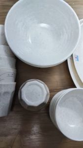 Tô nhựa melamine vân đá kem đựng cơm bún phở tô xoắn miện loe - Tox 16 /17/18 cm