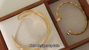 Minimalist Stackable 316L Stainless Steel Bracelet PVD Plated 18K Gold Low Sensitivity Waterproof Daily Womens Wrist Jewelry