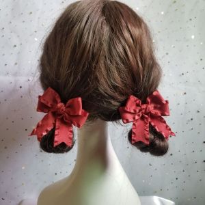 คลิปจับผมรูปผีเสื้อสไตล์วิวี ตกแต่งขอบลูกไม้ คลิปจับผมสไตล์โลลิต้า ทรงหางม้าสองข้าง คลิปจับผมสไตล์ญี่ปุ่นและเกาหลีสำหรับเด็กผู้หญิง