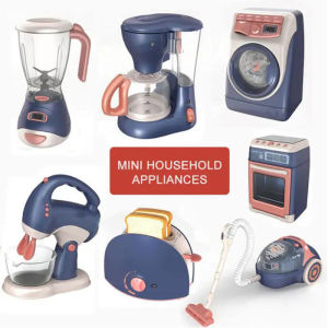 W18 Kitchen Home Appliances Toy Kids Pretend Play Set Household Coffee Maker Mixer Toaster Vacuum Cleaner Playset for Children Gifts