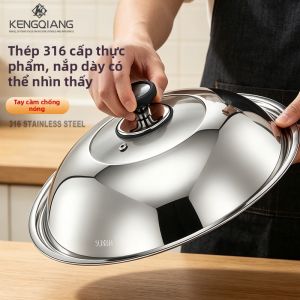 RONGCHUAN | Universal High Stainless Steel Glass Lid 32cm