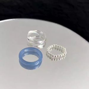 GGS ACC202 Set Cincin Resin Mutiara 3PCS Fashion Trendy Aesthetic Wanita Kekinian