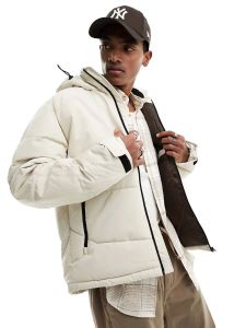 jaket hoodie puffer pria white tebal nyaman