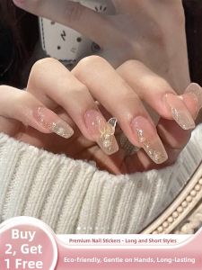 MONLEYTA | Wearable Manicure Nail Patches Short Style Ice Transparent Color French Design Ready-to-Wear Summer New Arrival