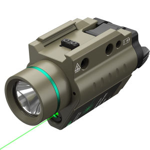 BLO-060 Outdoor New Green Beam and LED Combo Flashlight 300 Lumens LED Light Fits 20-21mm Picatinny Rail