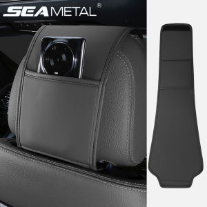 SEAMETAL Car Seat Headrest Cover Storage Pocket PU Leather Durable Car Neck Pillow Case Anti Scratch Auto Headrest Organizer Bag