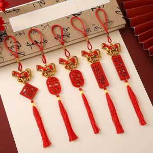 6ชิ้น2026ปีของผนังม้าเครื่องประดับแบบแขวนปีใหม่ที่โชคดีของตกแต่งบ้านกลางแจ้งสีเขียวกระถางจี้ขนาดเล็ก