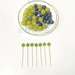 100Pcs Disposable Burger Fixed Stick Bamboo Pick Stick Cute Fruit Stick Fork Cocktail Skewer