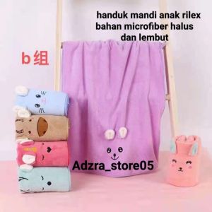 termurah!!! handuk mandi bayi karakter animal dan kuping timbul 50x100