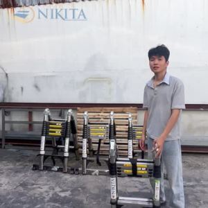 Thang rút đôi inox đa năng Nikita gấp gọn tiện lợi dùng được chữ A chữ I an toàn khi sử dụng
