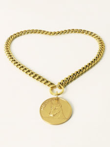 Large Dog Necklace Copper Chain Anti-Bite Hanging Neck Bracelet French Bulldog Gold Retriever Metal Pendant Pet Accessories