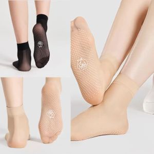 5 Pairs KAVE New Slip-resistant Massage Bottom Short Stockings Invisible Crystal Silk Socks Non-marking Silk Sheer Ankle Socks