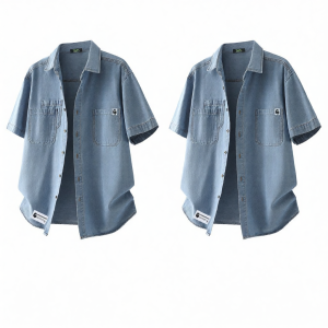 FINGERCROXX | Mens Loose Casual Denim Short Sleeve Shirt