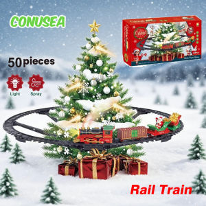 Electric Train Track Toy Car Christmas Gifts Classic Railway Locomotive Trucks Model Toys with Lights Music for Boys Girls kids