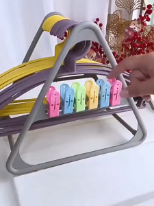 【SKIT SG】Plastic Hanger Storage Rack PP Triangle Clothes Hanger Organizer Tripod Stand Space Saving Closet Laundry Wardrobe Finishing Frame Holder Multi Function Drying Rack for Home Bedroom Balcony Easy Installation Durable Structure