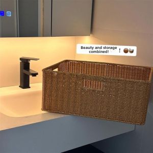 Bamboo Bathroom Organizer Basket