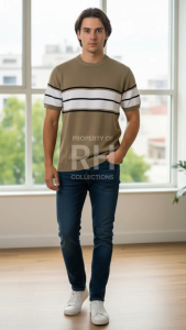 Sweater Rajut Pria Wanita Lengan Pendek Motif Garis Stripe Breton Casual Knit Top Premium